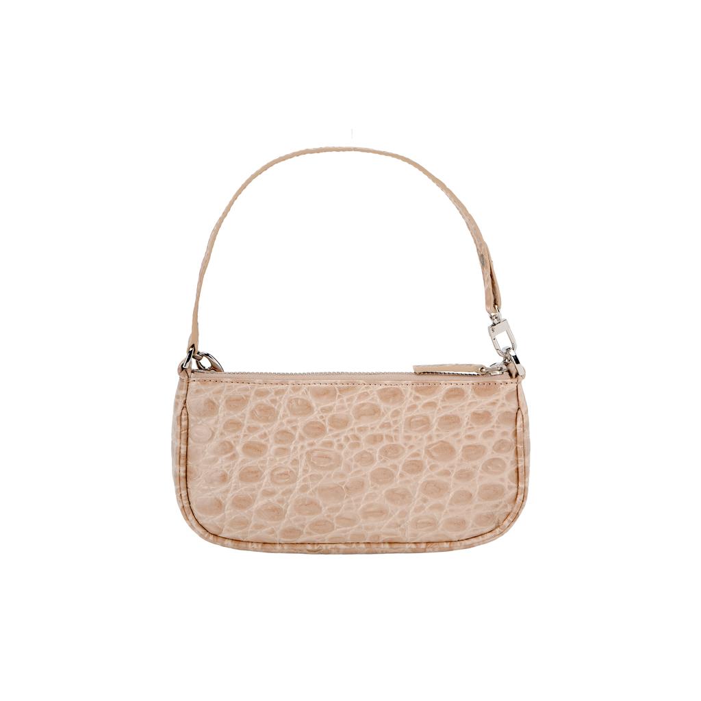 By Far Mini Rachel Textured Chain Zip Leather Shoulder Bag Women Handbags Beige 21CRMIRACLYDSMA