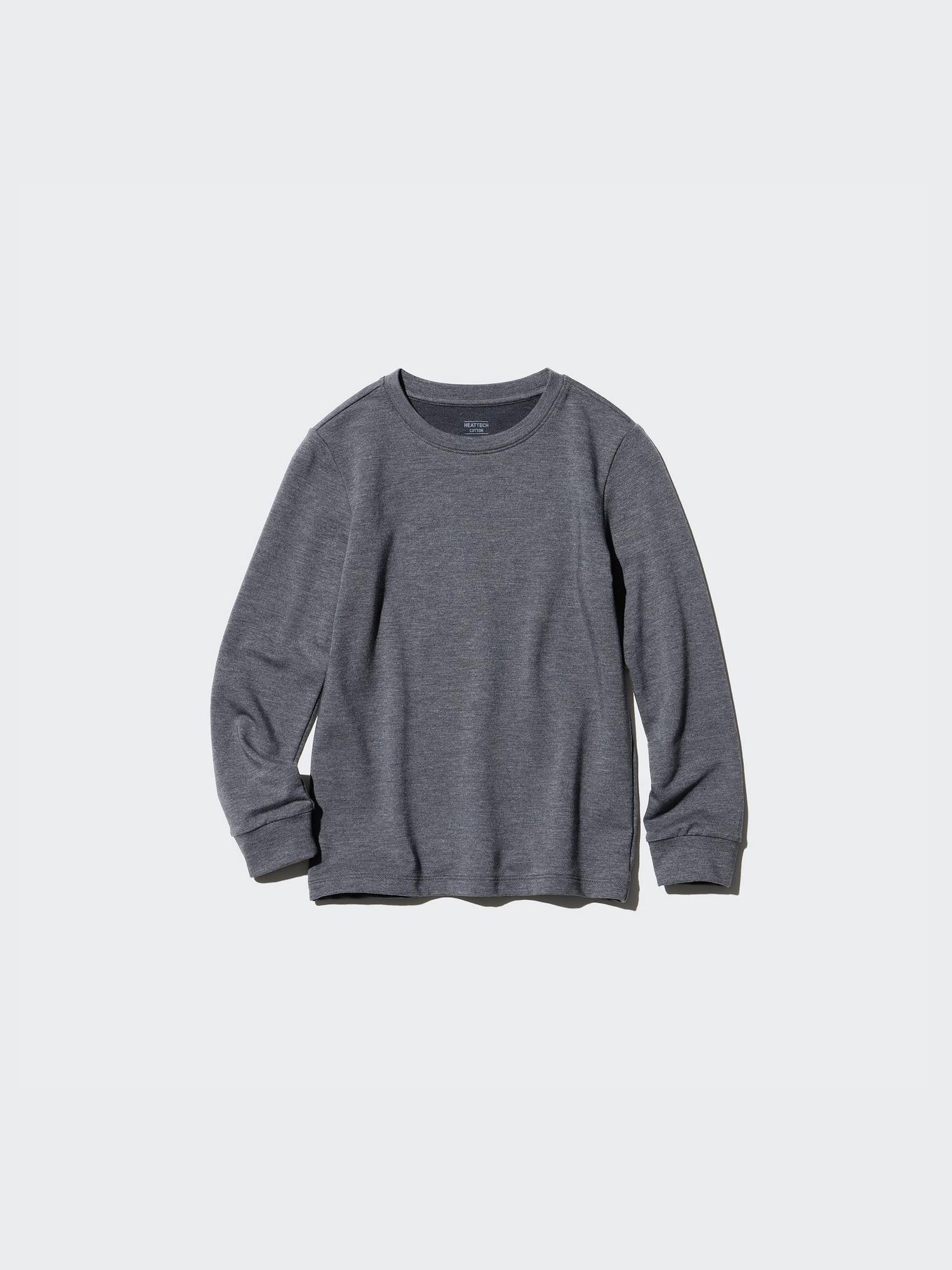 

Uniqlo Детская футболка HeaTTech Extra Warm из хлопка с круглым вырезом и длинным рукавом 08 DARK GRAY/KIDS 160