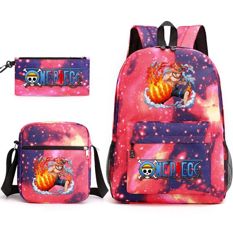 One Piece Anime Backpack Kids School Use Large Capacity Oxford Fabric Dual Shoulder Bag With Padded Straps