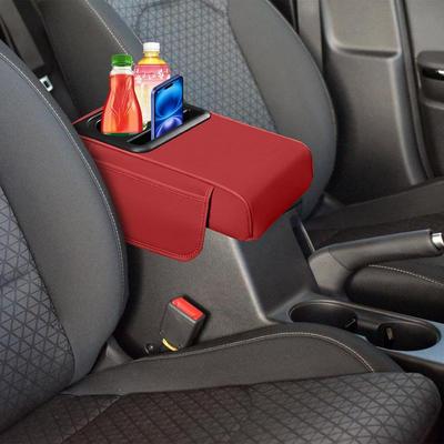 Car Armrest Storage Box Armrest Box Cushion Middle Console Cushion With Cup Holders For Most Vehicles Auto Interior Accessories
