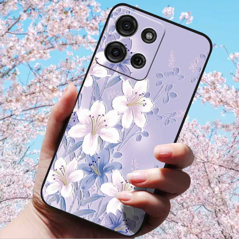 For Motorola Moto G15 4G/ G15 Power/G75 5G 3D Relief Flower Emboss Soft Silicone Cases Back Cover with 3D Flower Patter for G15