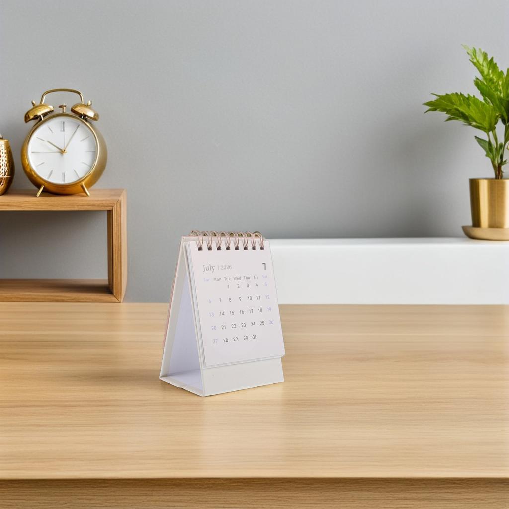 2026 Mini Desk Calendar Sleek Standing Flip Tabletop Calendar Daily Use Monthly Planner for Office Home Management