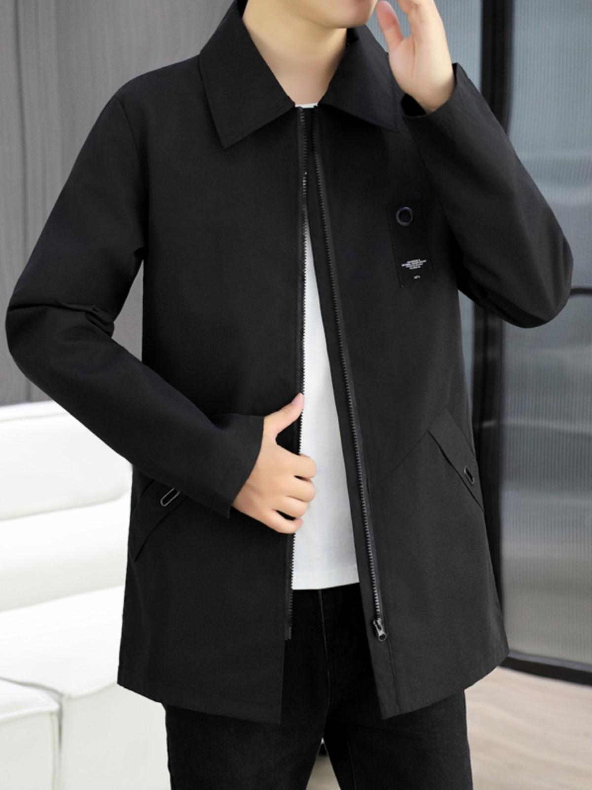 

Medium and long trench coat men s jacket spring and autumn 2025 lapel handsome trend versatile large size men s jacket M
