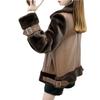 Large size women's clothing lamb leather jacket integrated autumn and winter new fat sister short thickened winter padded jacket tide