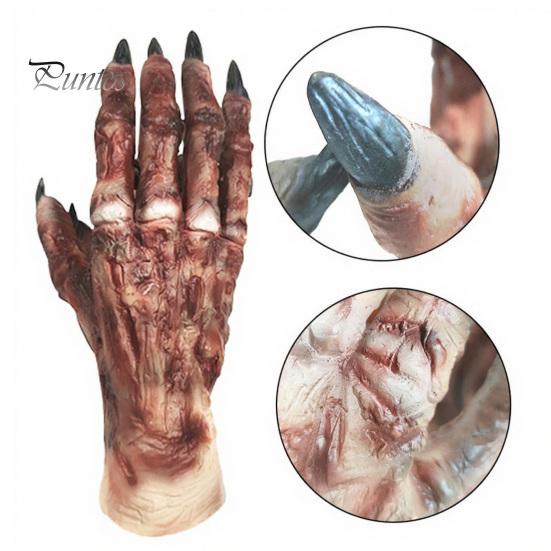 Detailed Zombie Hands 1 Pair Halloween Costume Gloves for Adults Kids, Horror Accessories Gloves, Latex Scary Ghost Hand Cosplay Accessory Masquerade