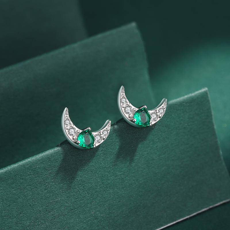 Orecchini a perno d'argento 199 con Dorato 5mm Luna Mezzaluna