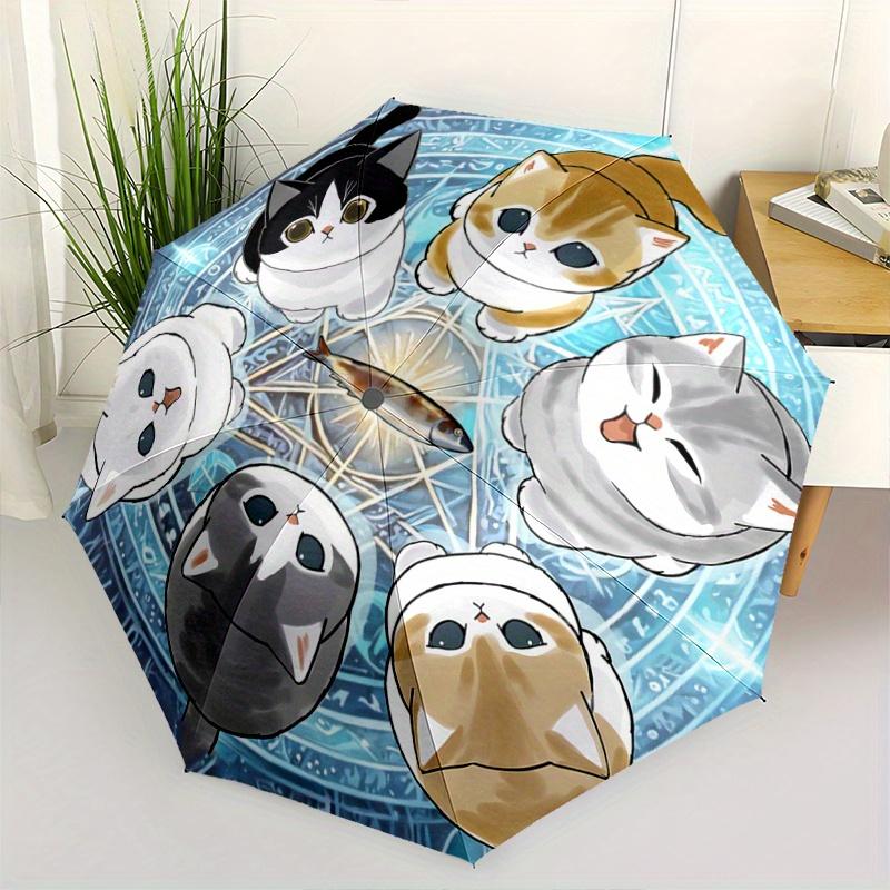 

1pc Six Cute Kittens Automatic Opening and Closing Folding - A Good Choice for Gifts, Fashionable and Convenient Umbrella With Cute Cartoon Chara