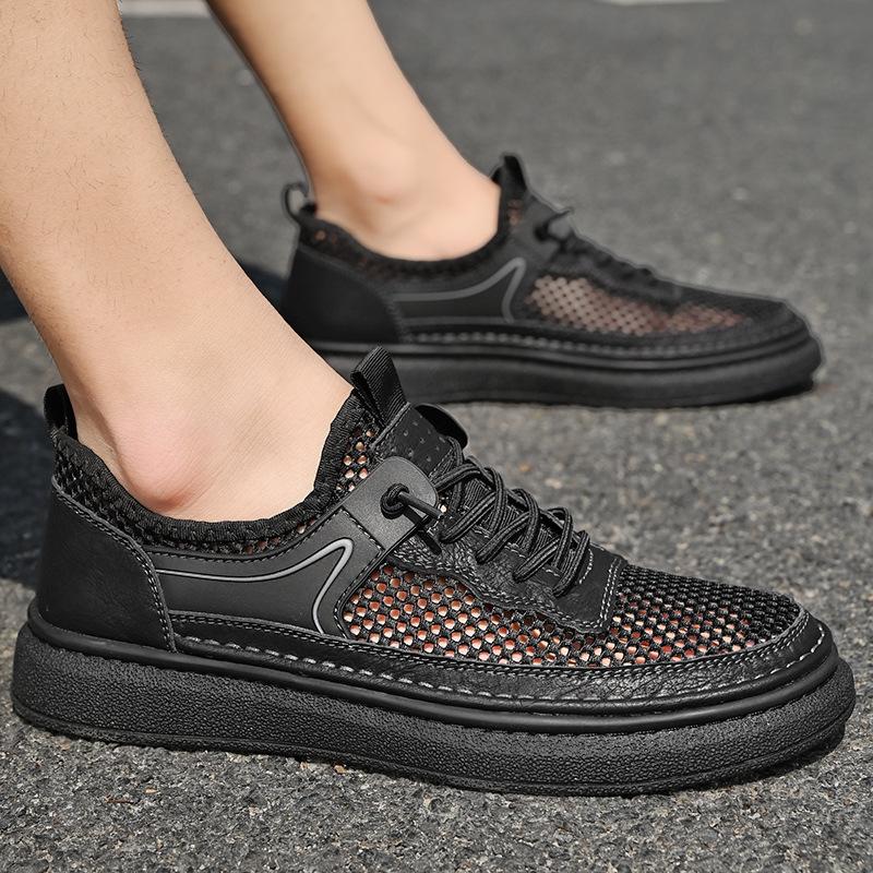 Hollow board shoes men's casual trend mesh one pedal breathable summer 2025 new student lazy shoes