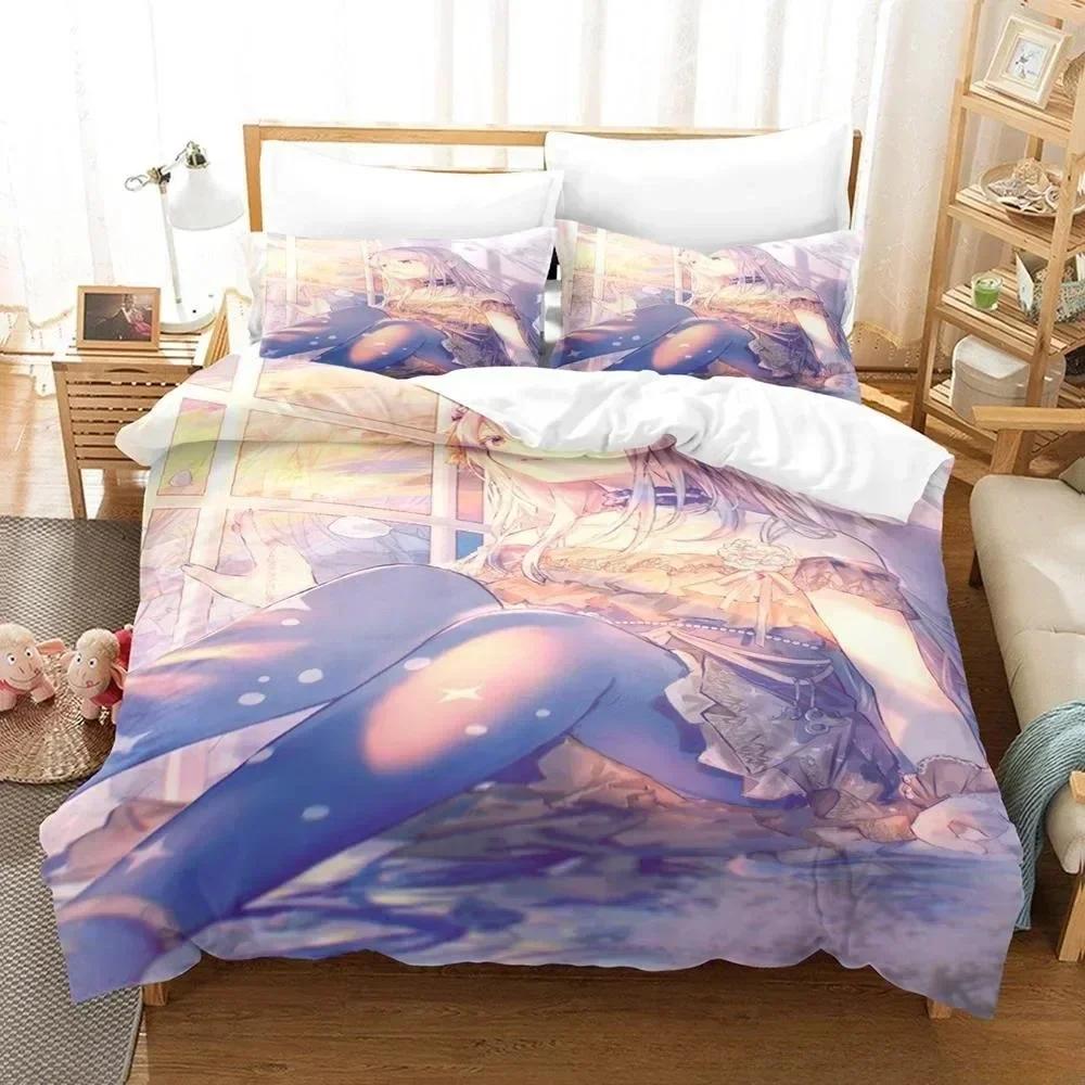 Comforter 3D Anime Kawaii Girls Yoisaki Kanade Bedding Set Printed With Bed Soft Queen King Size Bedclothes Home