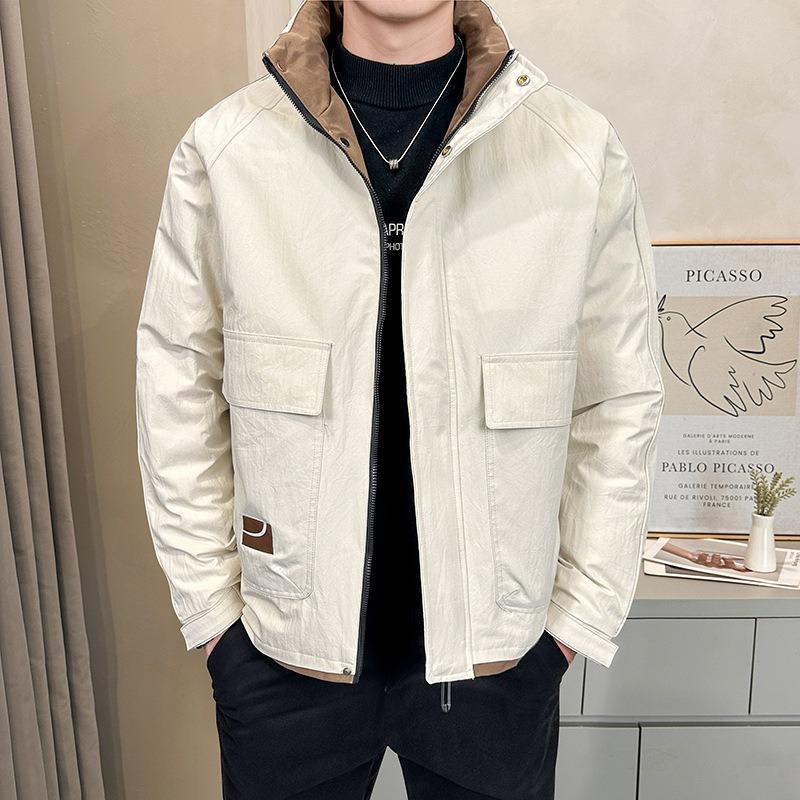Down jacket% white duck down men's winter new anti-wrinkle stand-up collar loose men's cold-resistant jacket