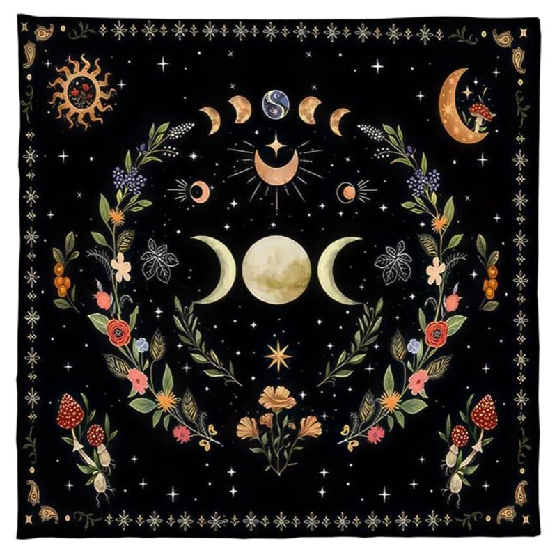 Divinations Tablecloth Moonphases Flower Astrologys Tarot Cards Tablecloth Altars Cloth Divinations Game Accessories