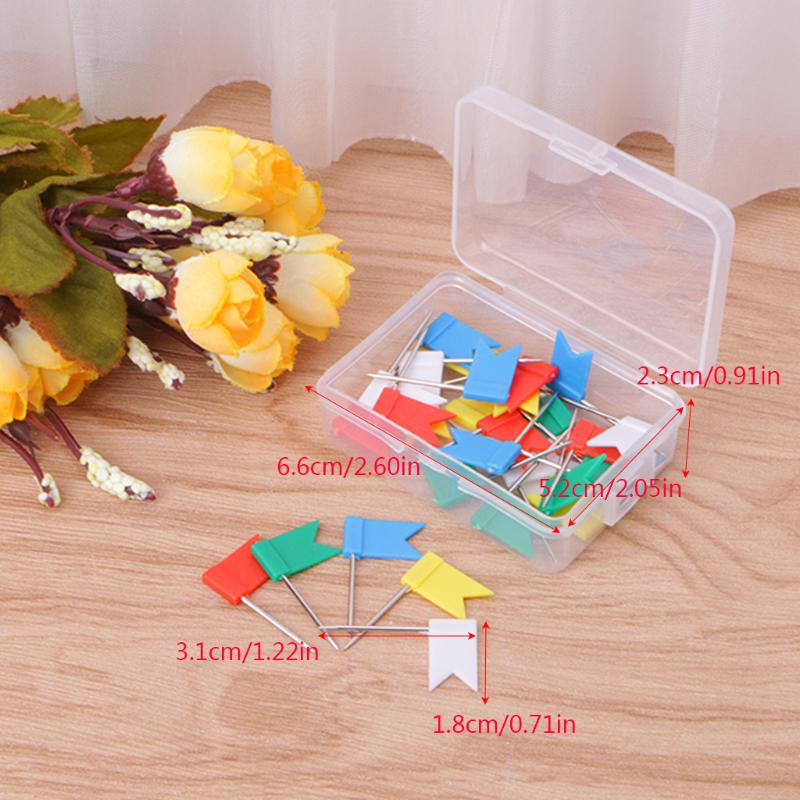 30PCS Flag Marker Shape Map Pins Cork Notice Board Push Pin Assorted Office Home