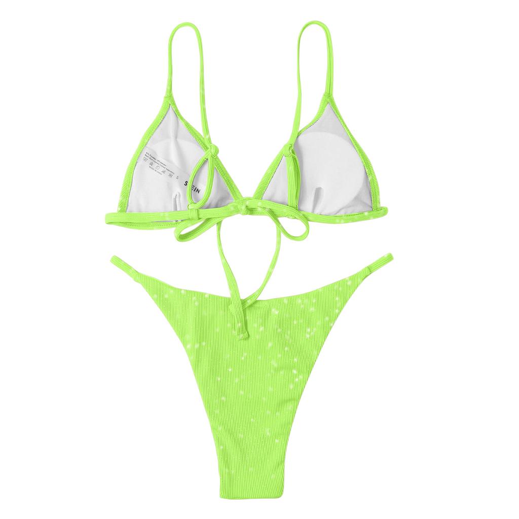 Women's Two Piece Bikini Set Triangle Top with Adjustable Straps and Low Rise Bottoms for Beach Swimwear Summer Poolside