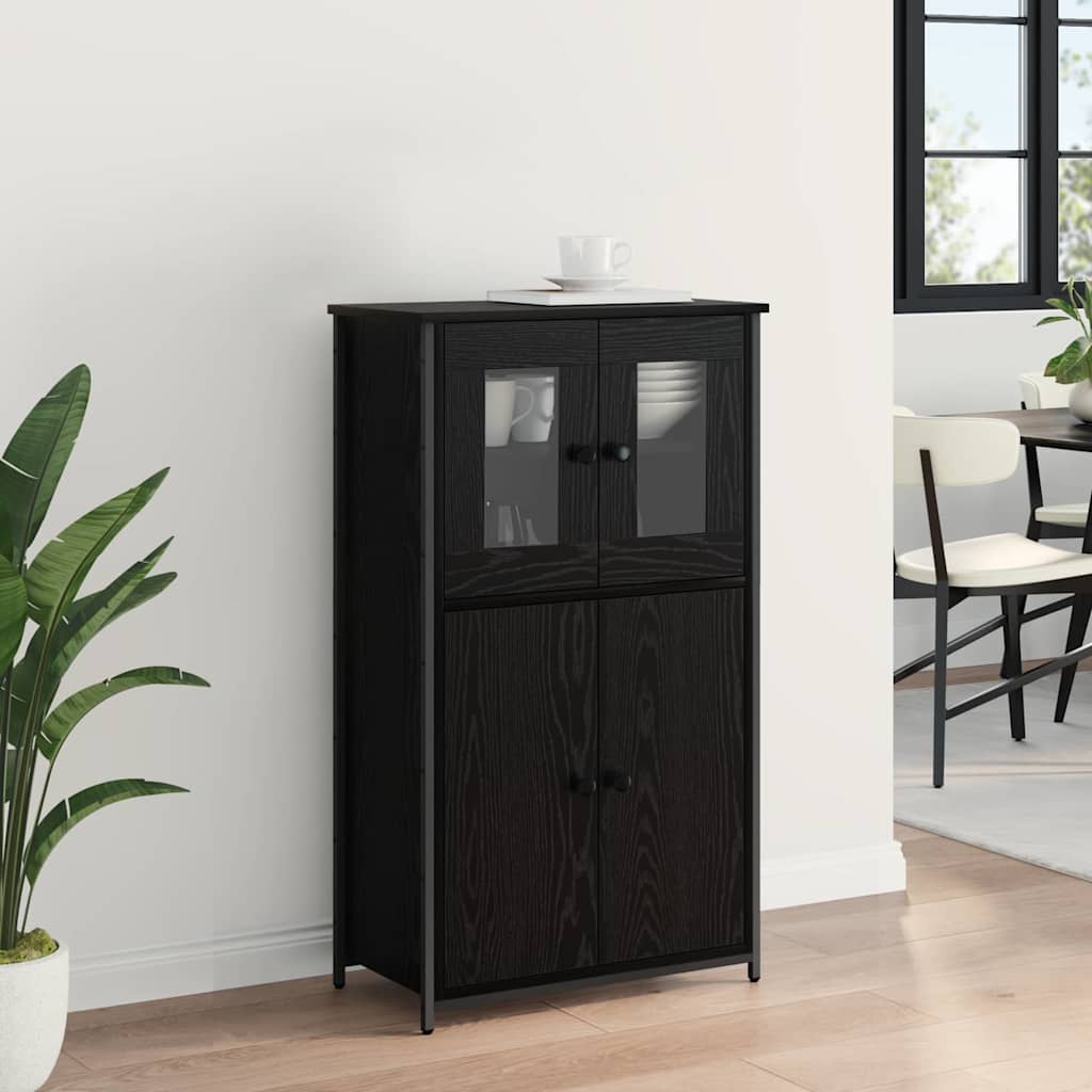 Highboard in Black Oak Look 62 x 32 x 106.5 cm Particleboard