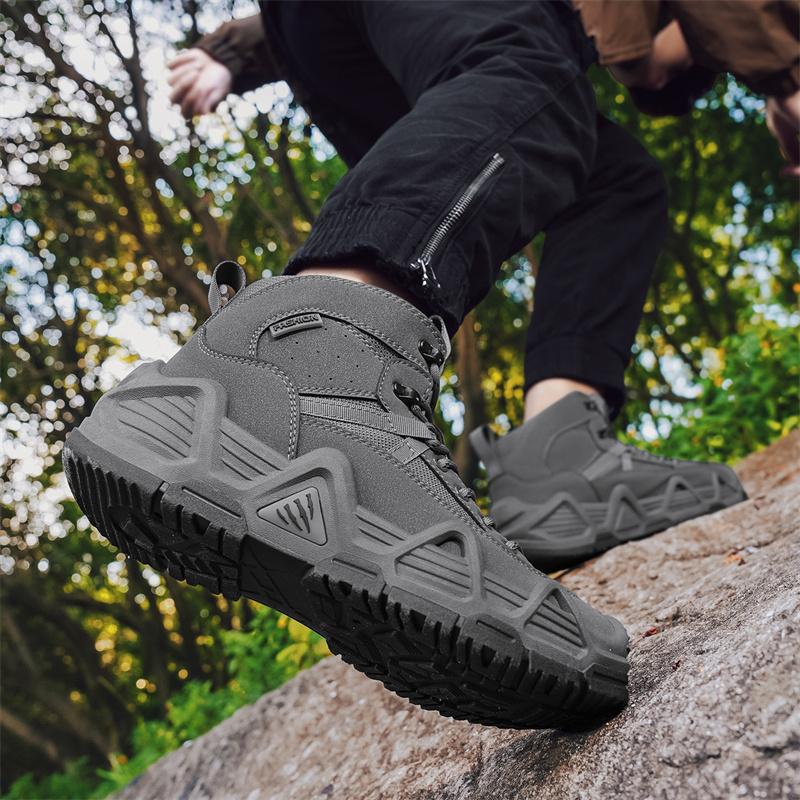 2026 New Trendy Thick Bottom Breathable Medium High Top Anti Slip Outdoor Leisure Mountaineering Sports Men's Shoes Trendy