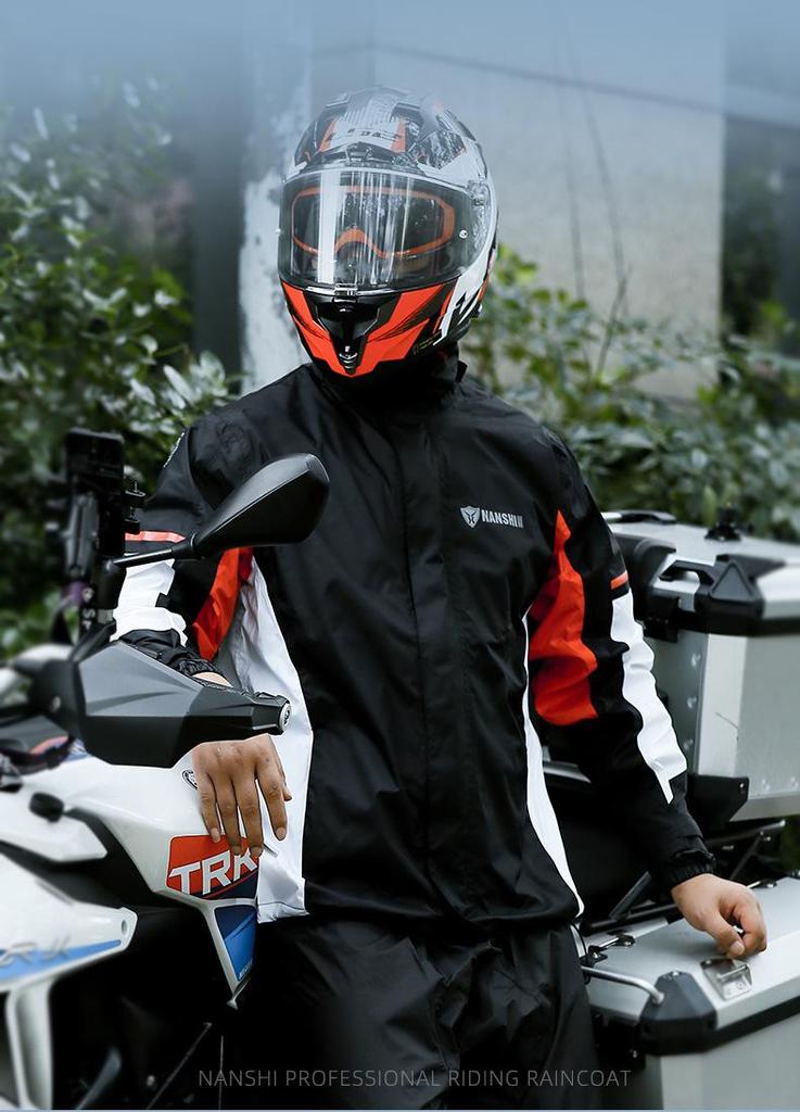 Dvoudílný reflexní pláštěnkový oblek pro motocyklisty