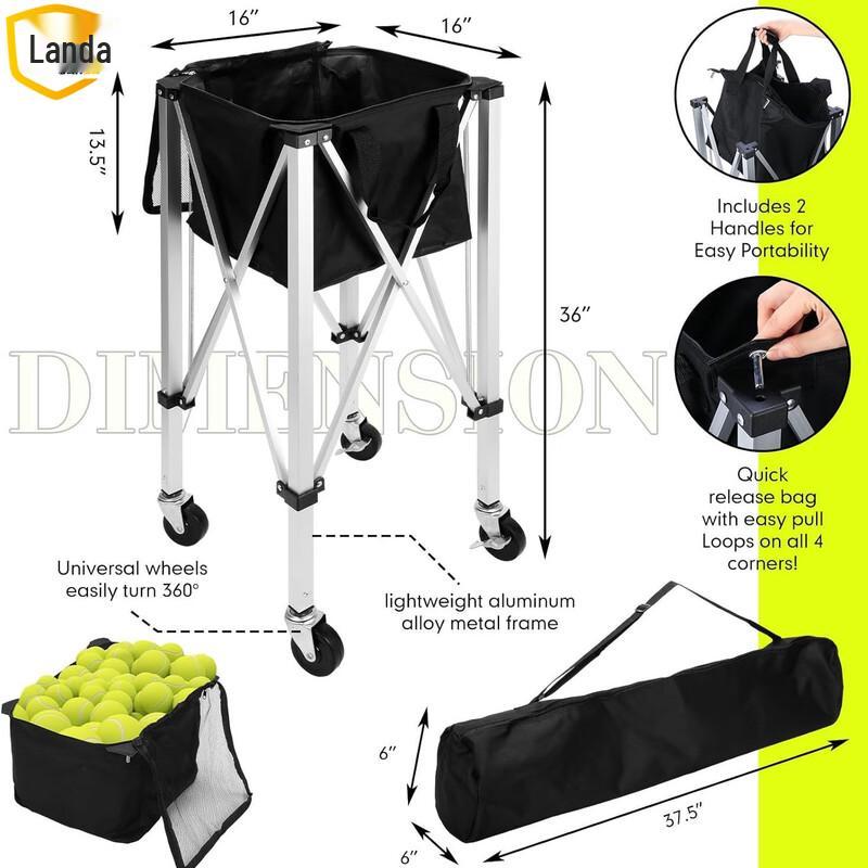 Landa Portable Foldable Tennis Ball Cart