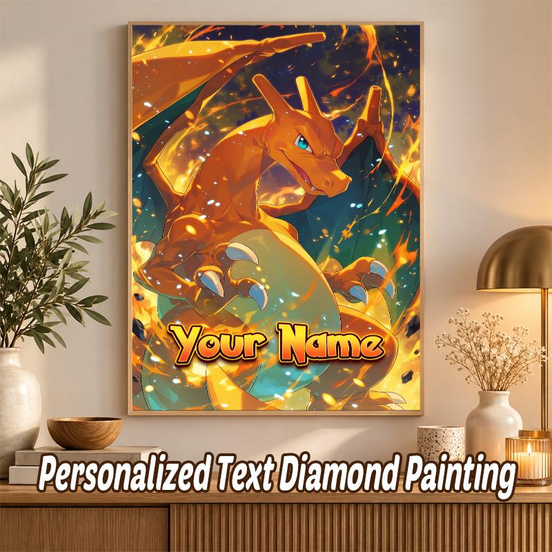 Charizard Custom Name Diamond Painting Personalized 5D Full Drill DIY Diamond Art Home Decor