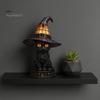 Spooky Home Decor Light Halloween Witch Cat Night Light, Resin Table Lamp with Warm Mantelpiece Glow, Gothic for Bedroom Shelf, Gift Cozy Fall