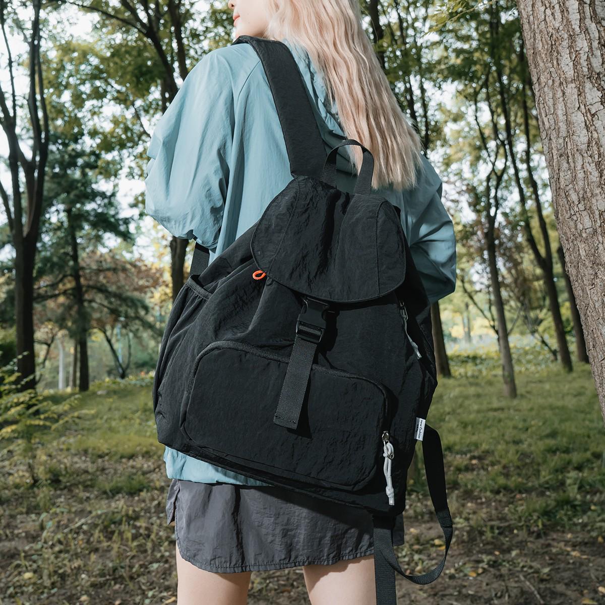 

Легкий рюкзак на шнурке корейского бренда для мужчин и женщин – Большая вместимость, идеально подходит для колледжа, путешествий и поездок на работу. чёрный