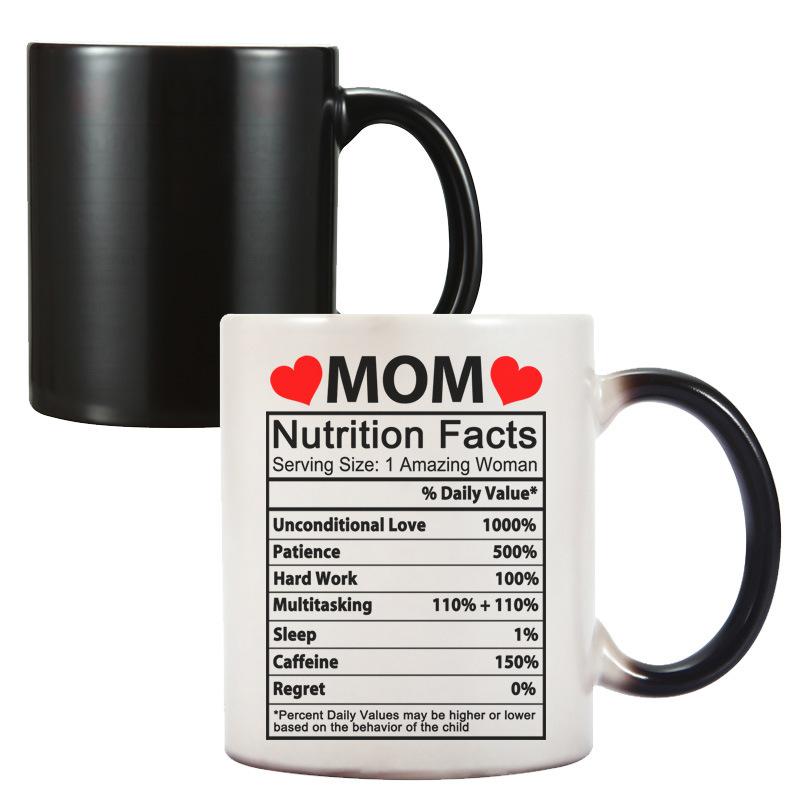 Englische Schriftzeichen Muttertag Keramik-Kaffeebecher Wasserbecher temperaturempfindliche farbwechselnde Tasse Wasser