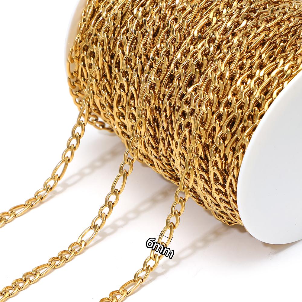 2 Meters Stainless Steel Link Cuban Figaro Chains Bulk for DIY Jewelry Earrings Making Necklace Findings Bracelets Wholesale