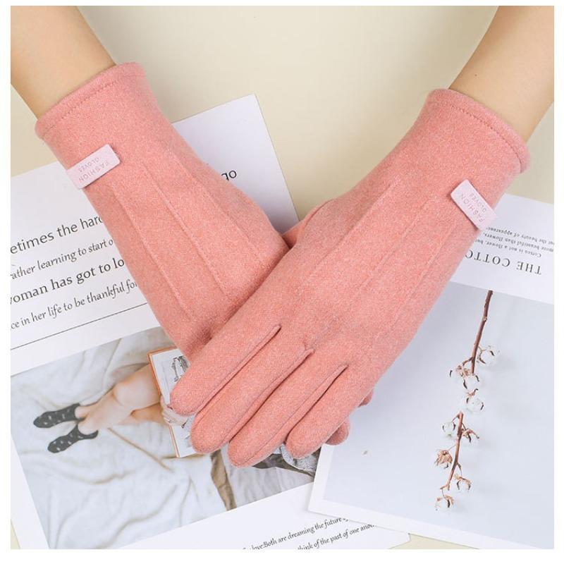 Warm Gloves for Women Plus Velvet Thickened Cold Proof Outdoor Cycling Fashion Cute Bow Touch Screen Autumn and Winter Gloves