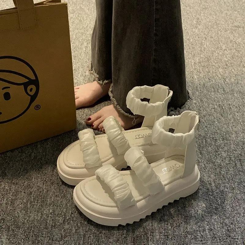 Fashion Wedge With Platform Waterproof Roman Style Woman Shoes Asian Size Luxury Summer 2025 Trend Comfort Korea Sale Sandals for Women