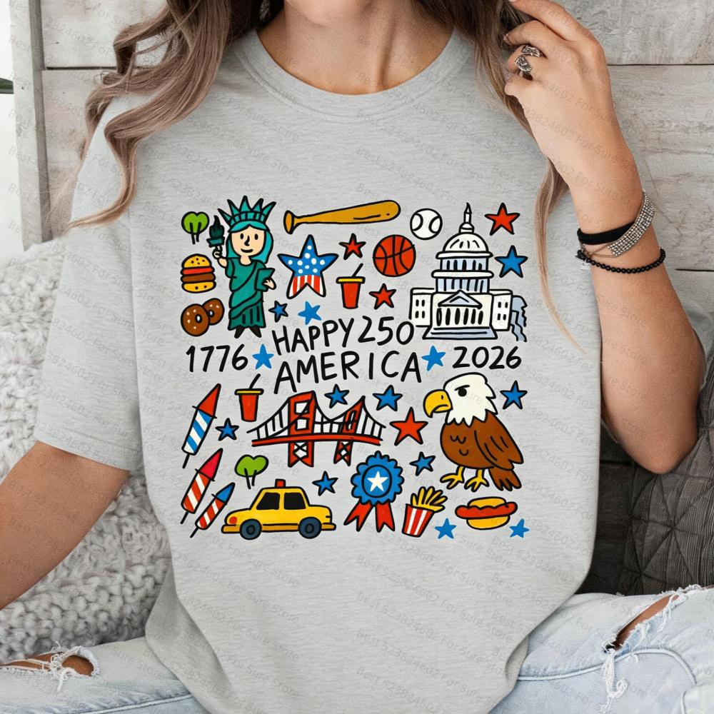 Happy 250 America Tshirt 250 Years Celebration Shirt 17762026 USA 250th Anniversary Outfit America 2026 Tee Doodle Patriotic S