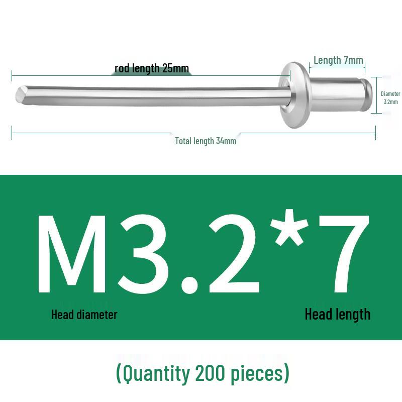 Aluminium-Blindnieten - Rundkopf M3.2, M4, M5, M6