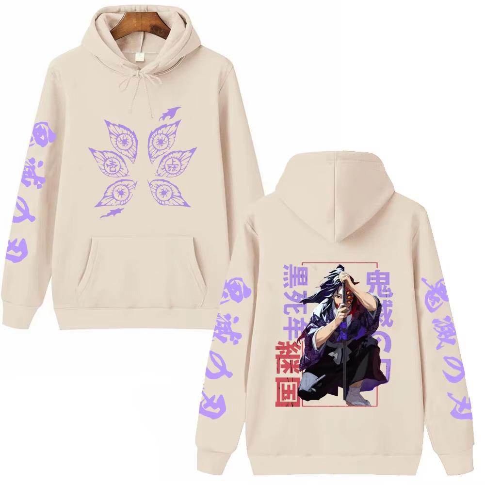 Anime Demon Slayer Kokushibo Graphic Printed Hooded Men Women Hoodies Casual Loose Sweatshirt Harajuku Unisex Streetwear