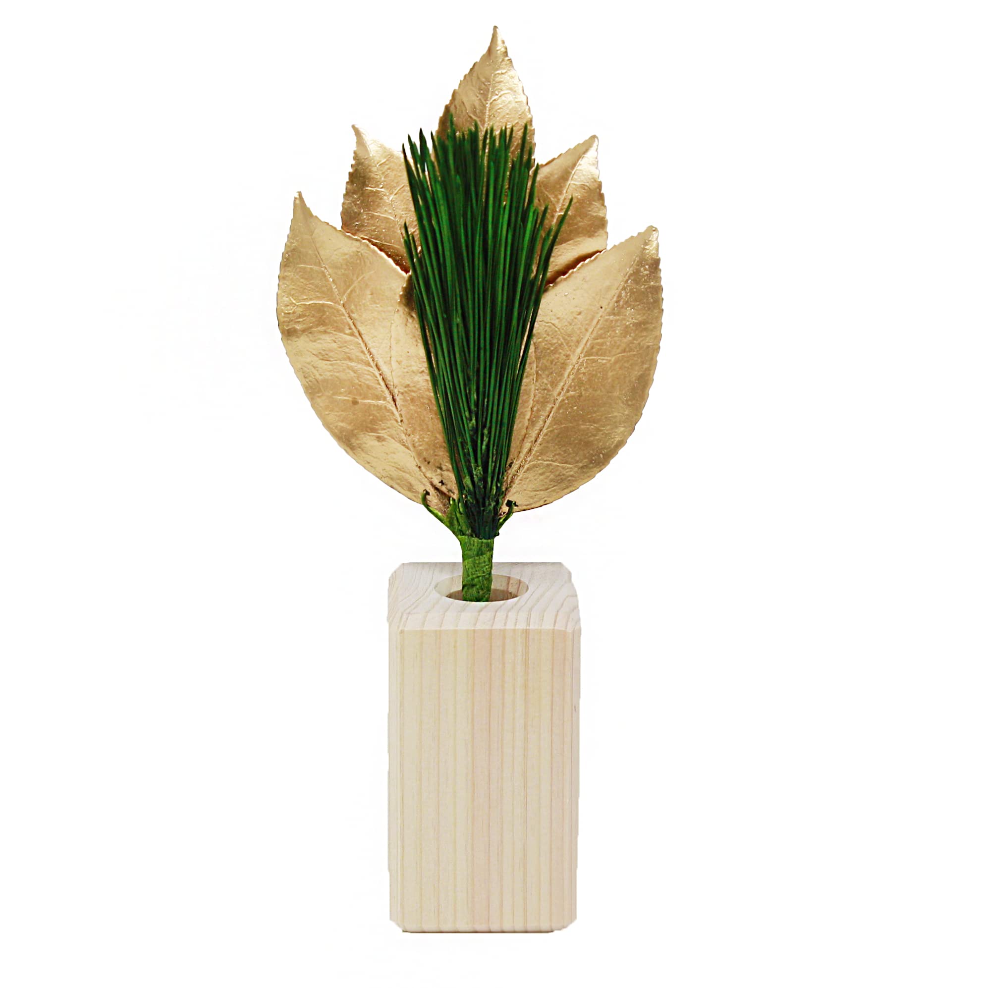

[A&K] Kitchen God of the Hearth Golden Sakaki Stand Set (Made of Hinoki Wood) [No Artificial Flowers] Preserved Sakaki (Made with Japanese Camellia