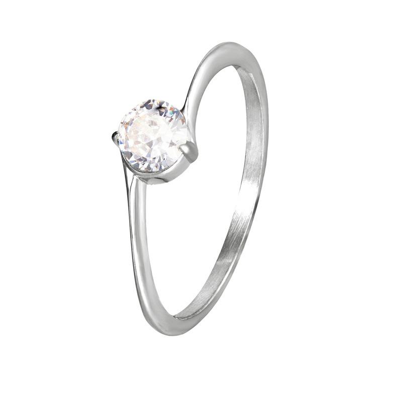Leichter Luxus Super Flash Zweikrallen Zirkon Diamantring, Nischen-Ins-Stil High-End Ring Damen Titanstahl Anlaufbeständiger Schmuck