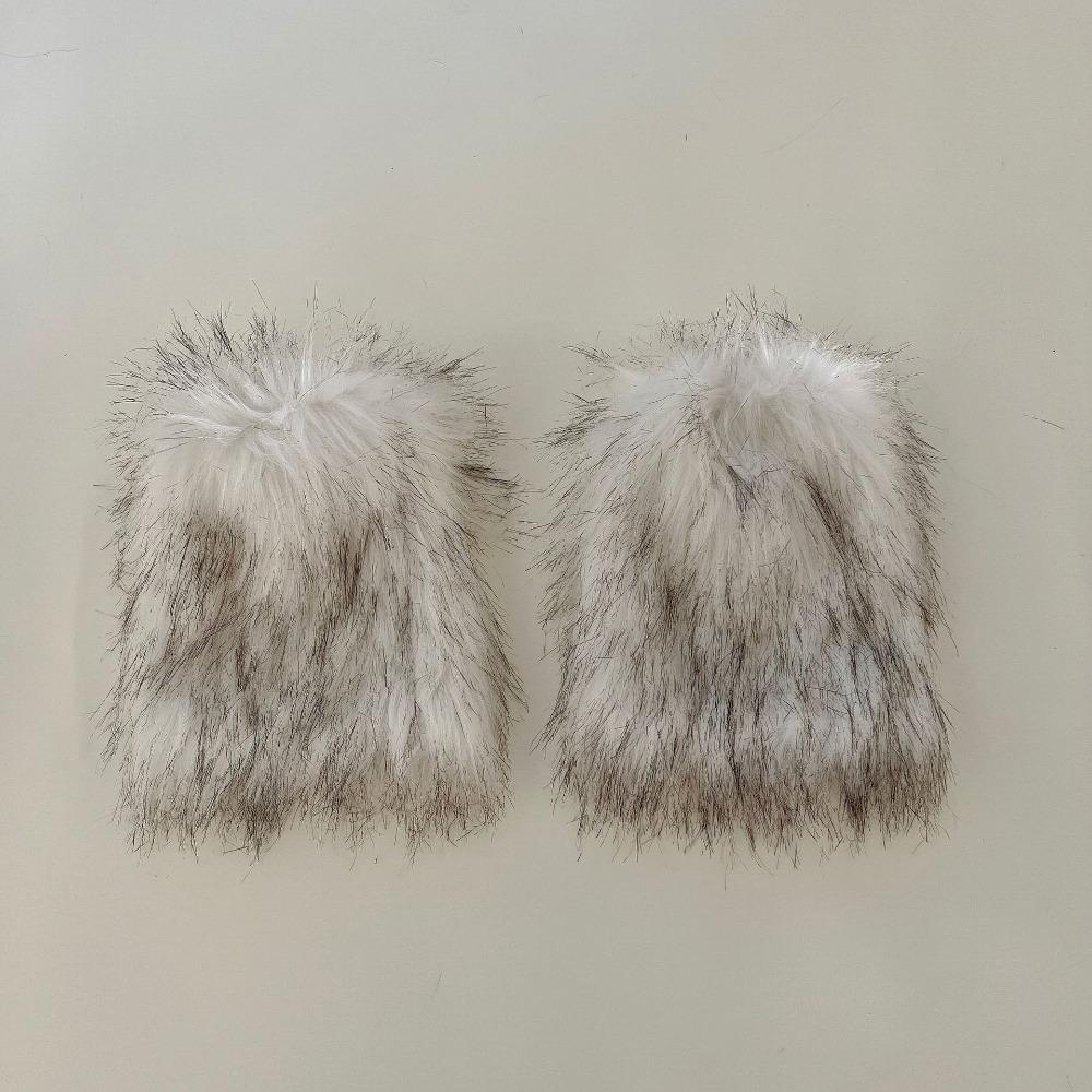 

Осенне-зимний искусственный меховой чехол для ног, носки в стиле ретро Spice Girl, термочехол для ботинок, тонкие женские носки среднего размера 25cm белый