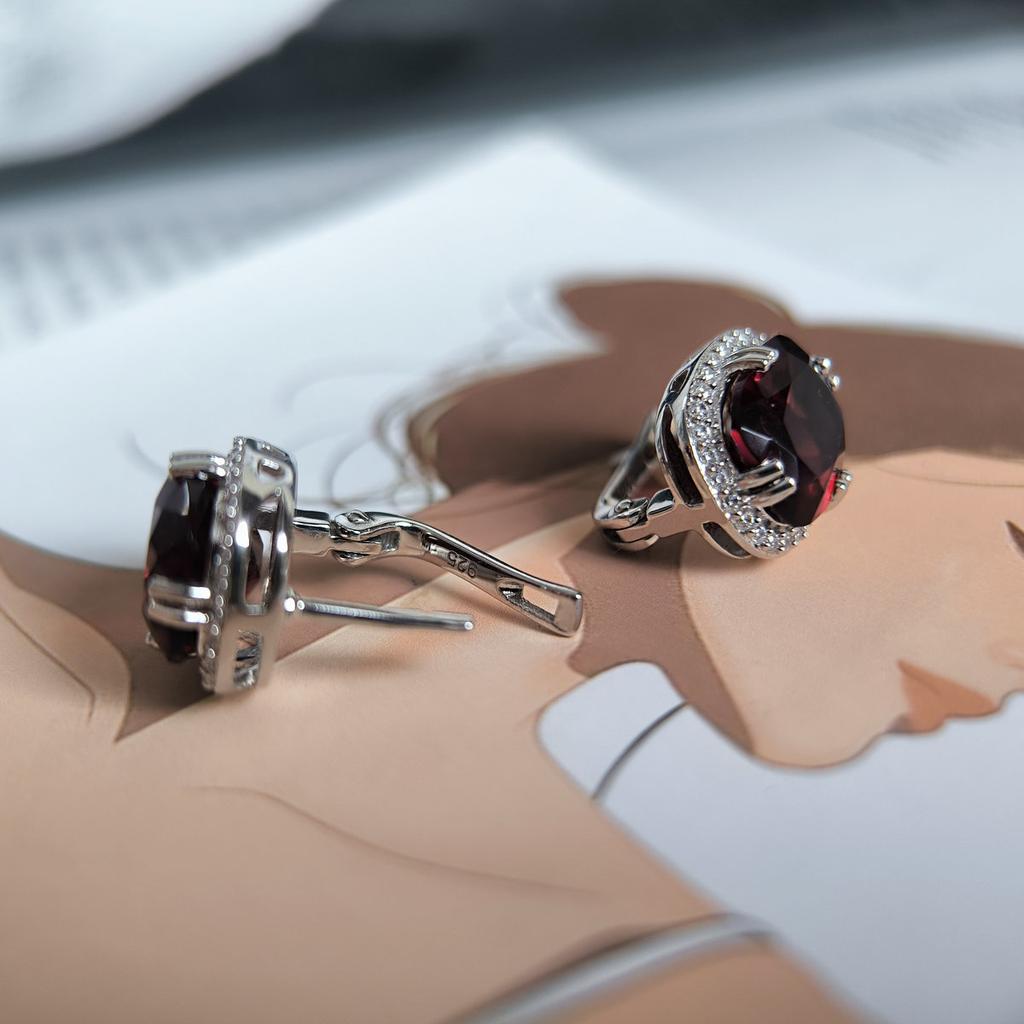 Серебряные серьги с искусственным гранатом nano 9.39ct (60002401)