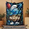 Custom Name Personalized The Smurfs Print Blanket, Home Decor, Bedroom, Sofa, Camping, Couch, Gifts for Birthday Christmas