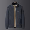 Autumn and winter new men's fleece thickened warm fleece fleece jacket green middle stand-up collar fleece casual jacket