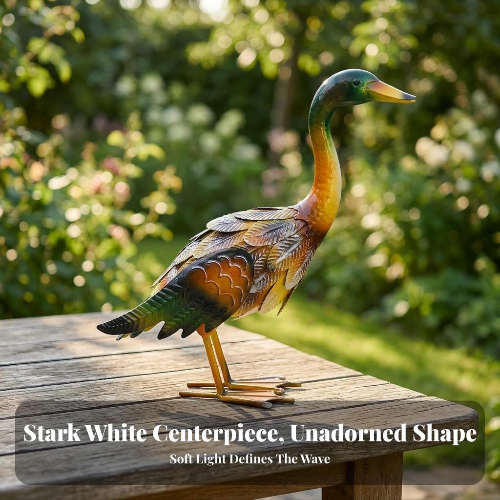 Metal Duck Garden Statue Hand-Painted Bird Decoy Nature-Nature-Themed for Patio