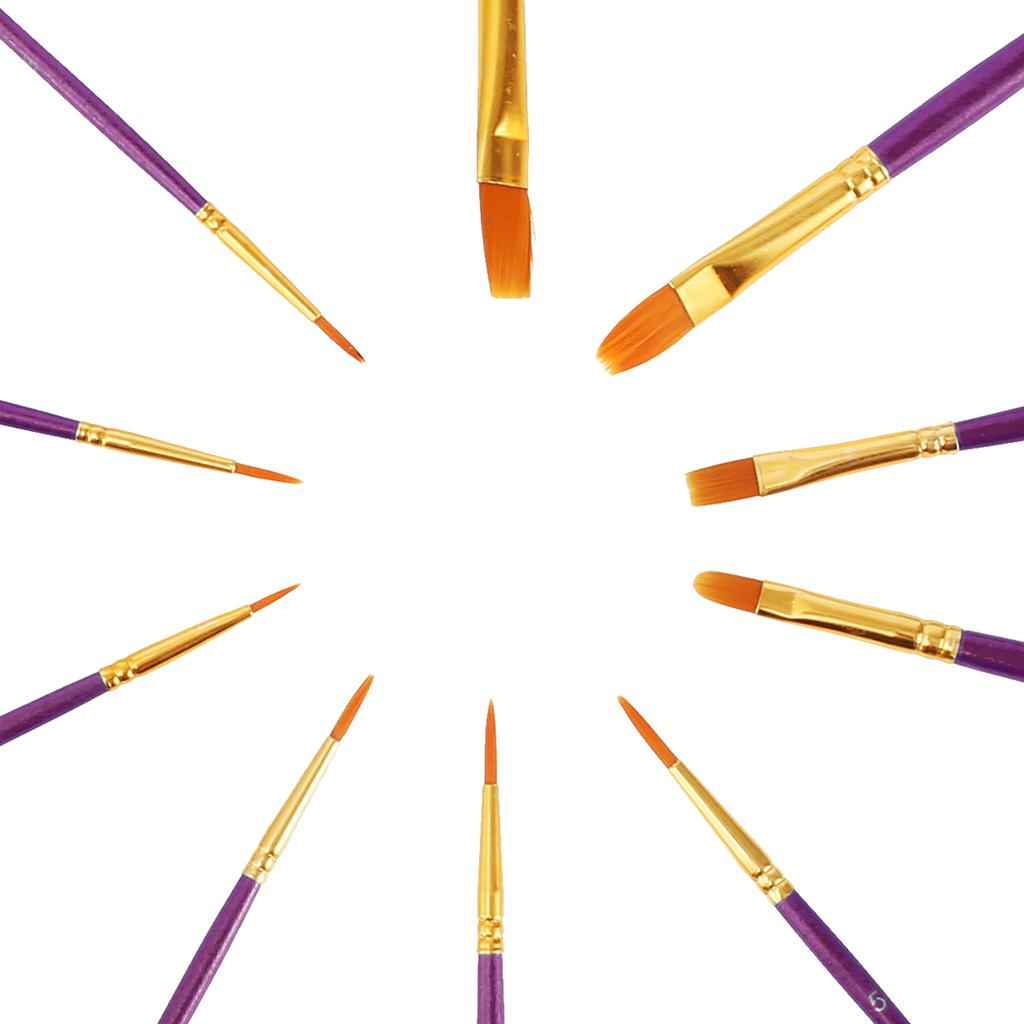 10pcs Paint Brushes Set 10 Sizes Brush Tip Art Brush Set  Painting Kits Acrylic Paint Brushes for Watercolor Oil Rock Face Paint