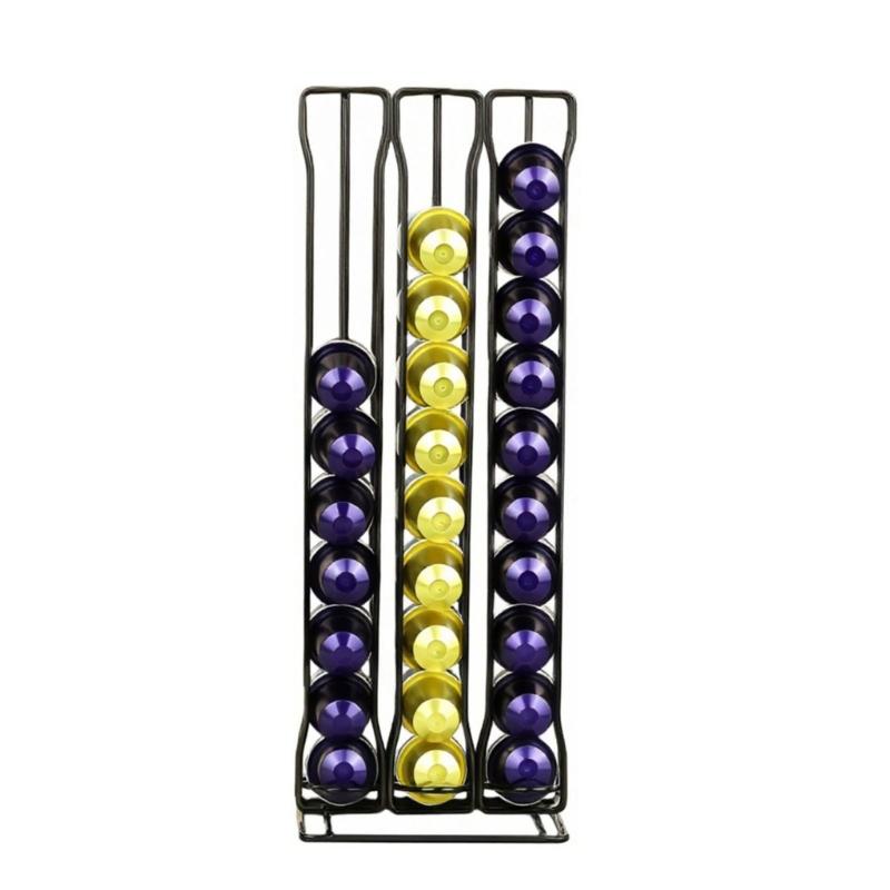 Elegant Iron Constructed Coffee Pod Display Rack With Capacity For 60 Unit Ideal Gift Coffee Enthusiasts Stylish Functional