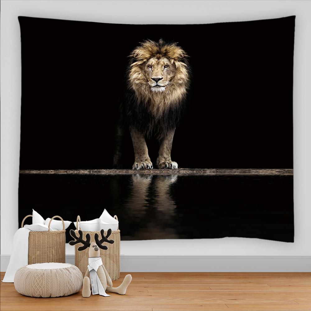 Wild Animal Lion Tapestry King of Forest Lion Pattern Tapestry Wall Hanging for Bedroom Living Room Kitchen Dorm Decoration