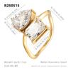 Two Stone Twist Open Ring for Women, 18K Gold Plated CZ Band, Adjustable Statement Jewelry Gift