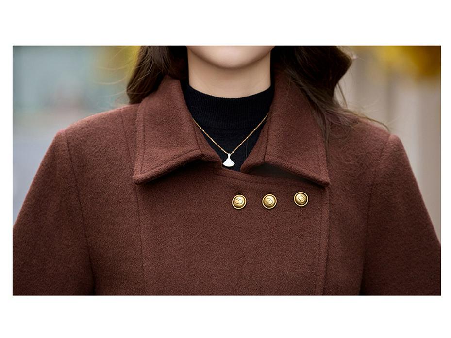 Women's Extra Long Wool Coat with Tie - Autumn/Winter Korean Fashion, Lapel Design (HR1018)