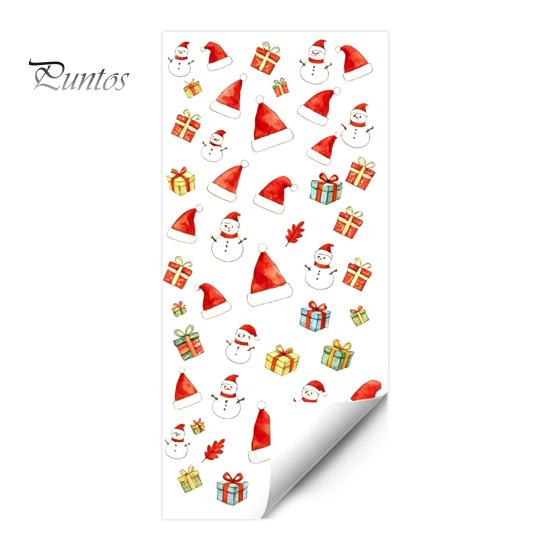 PVC Window Cling Christmas Static Cling, Xmas Tree Snowman Santa Hat Bell Waterproof Glass Sticker, Removable Reusable Decoration Decal for