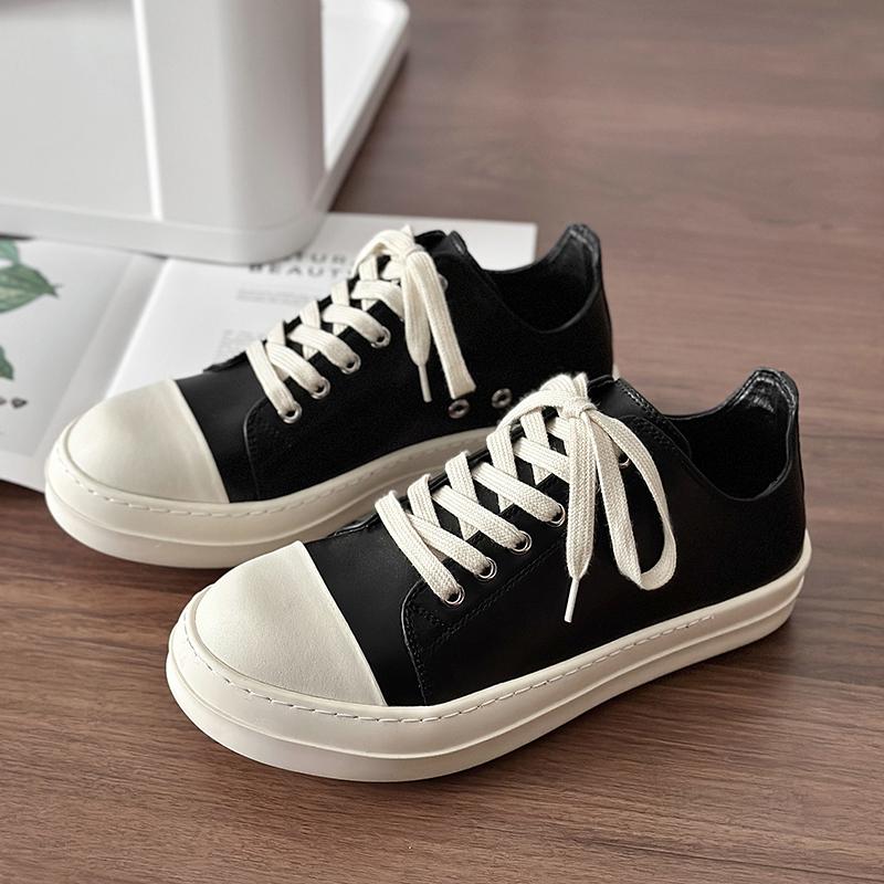 Fashion Luxury Men Thick Bottom Outdoor Sneakers Genuine Leather Antiskid Hiking Walking Shoes Brand High Quality Lace-Up Skate Shoe Men