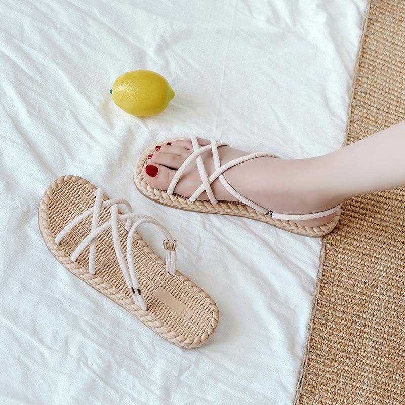 Sandals Women's New Versatile Summer Flat Korean Version Outer Slippers Summer Two Wear Ins Trendy Roman Shoes