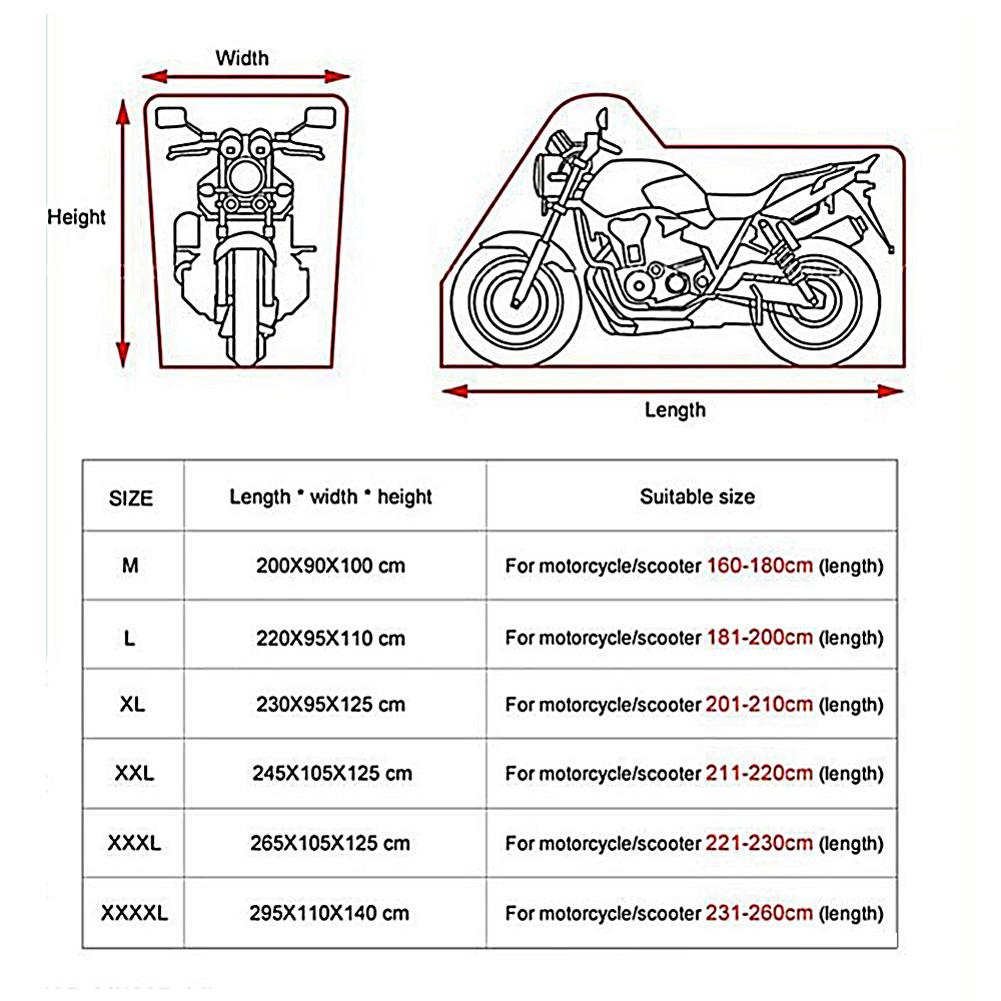 Motorcycle Cover All Season Universal Outdoor Waterproof Sun Protection Motorbike Dust Covers Lock-Holes And Night Reflective