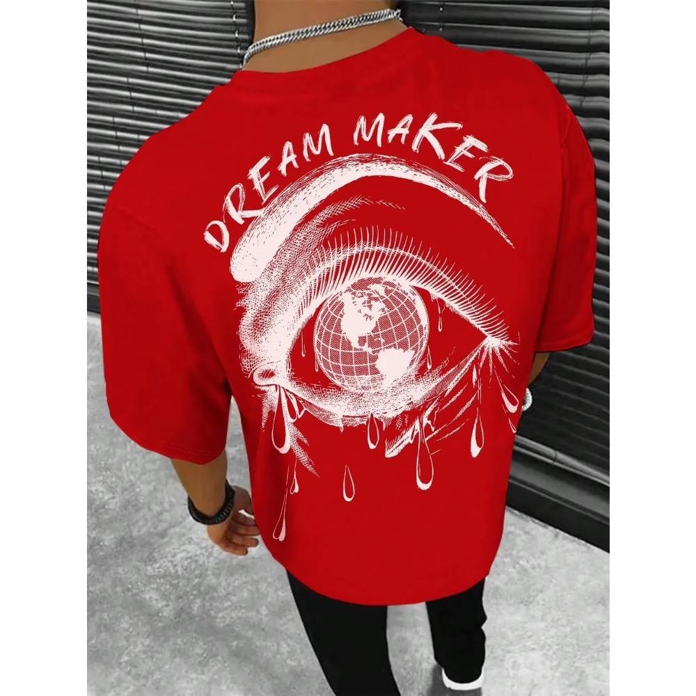 Dream Maker Tričko s potiskem Tearful Earth Muži Oblečení Léto Volné Tričko Bavlna Ležérní Tričko Street Hip Hop Trička oversize