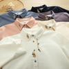 Women's Warm Autumn/Winter Velvet Shirt with Artistic Rabbit & Radish Embroidery