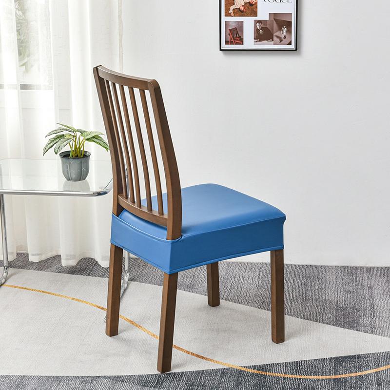 Elastic Square Chair Cover Waterproof PU Leather Home Dining Chair Seat Cover Decor Dust Slipcover Stool Cushion Removable